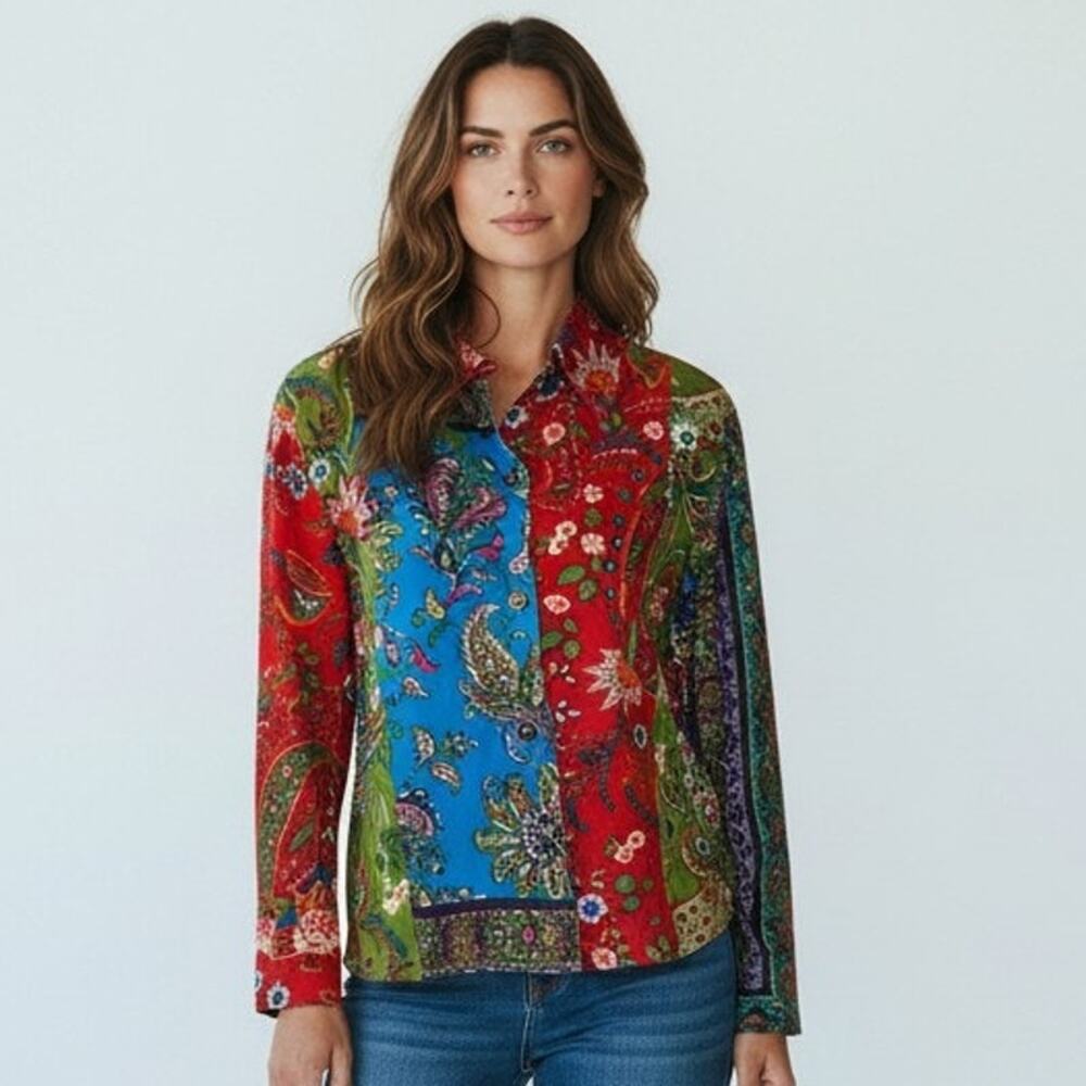 Vintage Take Two Clothing Co Womens L Paisley Cotton Jacket All Over Print Boho